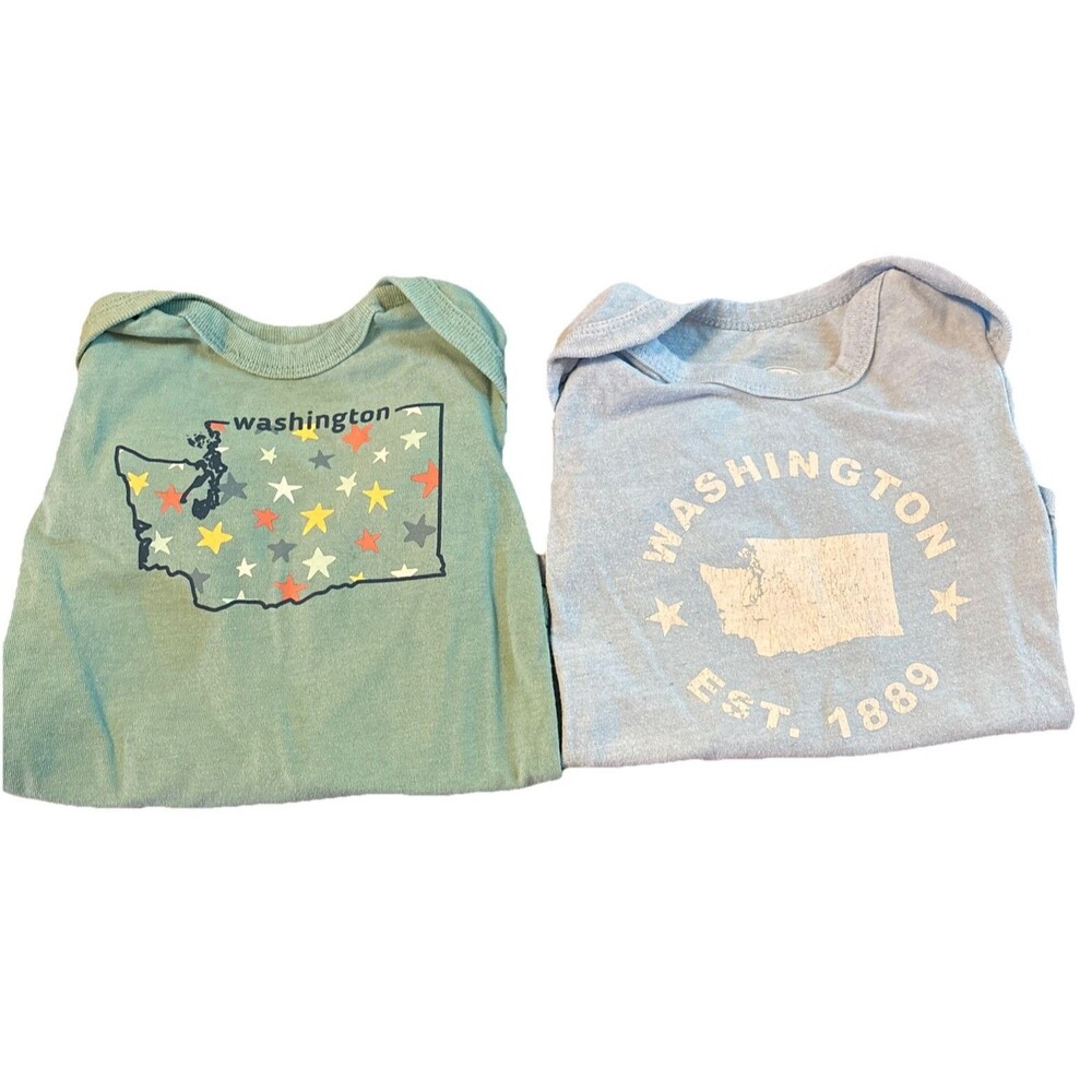 Pair Home Free Size 18 Months Washington State 1 piece Bodysuits Snap Bottom